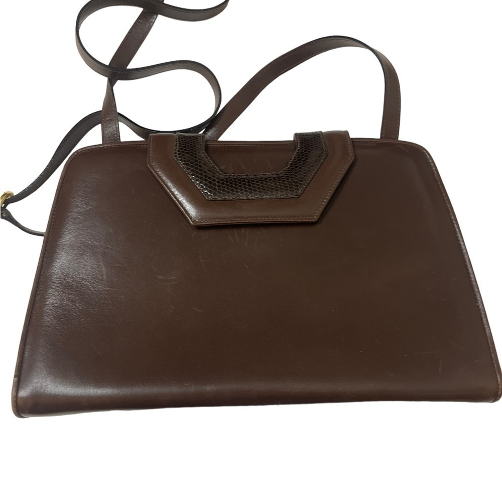 SALVATORE FERRAGAMO Vintage Brown Leather Shoulder Bag - Picture 6 of 14